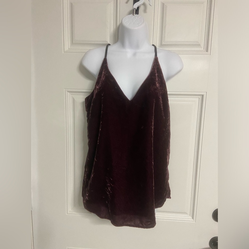 4- TART Maroon Velvet Spaghetti Halter MAREN Top